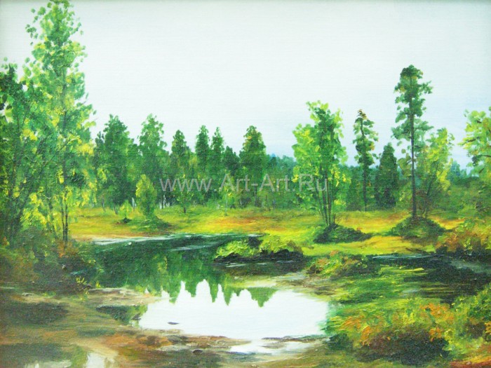 реклама Продажа картины, Пейзаж Лес, пруд 