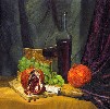 Картина натюрморт с гранатами и виноградом